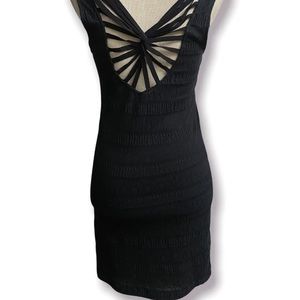 FREE PEOPLE - Strappy Back Black Textured Dress Small Sexy Bodycon Lined  NWT